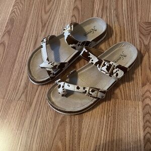 Natural Reflections Cow Print Sandles